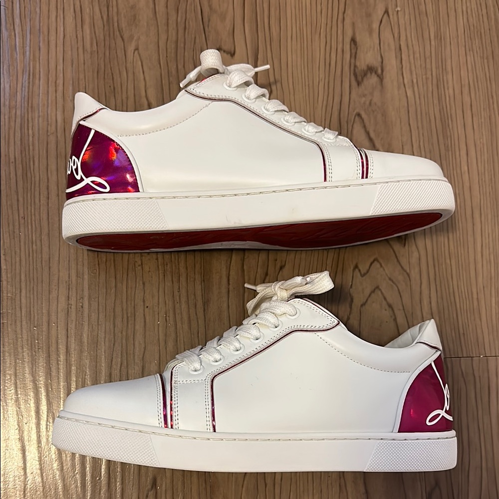 Christian Louboutin White and Red Sneakers